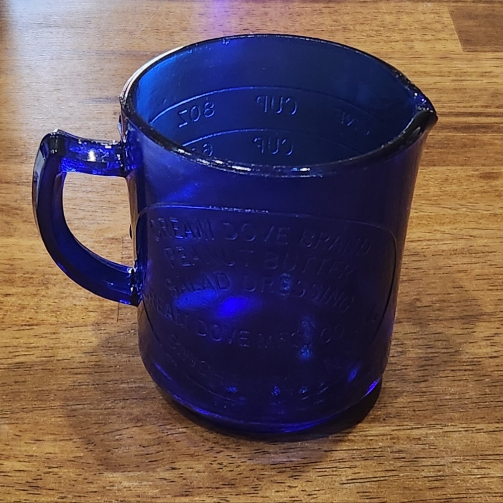 Cobalt Blue Glass Measuring Cup Cream Dove Mfg., Co. Inc.